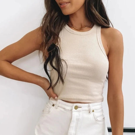 Stickad Crop Top för kvinnor Bellasverige