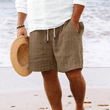Randiga Jacquard Cord Casual Shorts för män