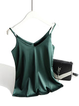 Satin Silk Tank Tops för kvinnor-Hemnix-Grön-S-Hemnix