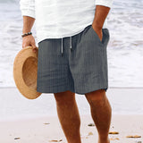 Randiga Jacquard Cord Casual Shorts för män