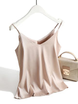 Satin Silk Tank Tops för kvinnor-Hemnix-Khaki-S-Hemnix