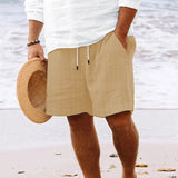 Randiga Jacquard Cord Casual Shorts för män