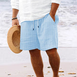 Randiga Jacquard Cord Casual Shorts för män