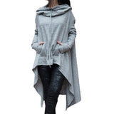 Kvinnors Asymmetrisk Hoodie-Clothes for women-Hemnix-Ljusgrå-S-Hemnix