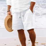 Randiga Jacquard Cord Casual Shorts för män