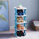 Multifunktionellt och hopfällbart skohyllsystem för platsbesparande förvaring Carvallo