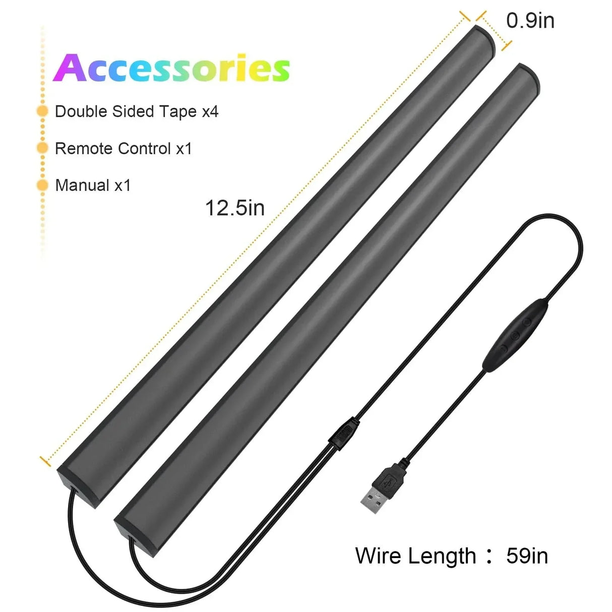 2-i-1 Under Monitor Ljuslist med Fjärrkontroll – RGB LED Skrivbord och Spel Belysning, Uppladdningsbar, Lätt Installation Carvallo