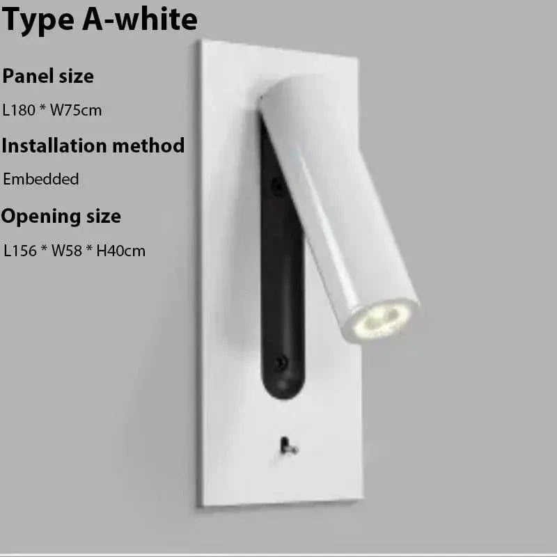 Justerbar USB-laddningsvägglampa med 350° rotation – Modern vägglampa för nattduksbord och hotellanvändning Carvallo