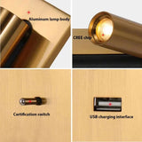 Justerbar USB-laddningsvägglampa med 350° rotation – Modern vägglampa för nattduksbord och hotellanvändning Carvallo