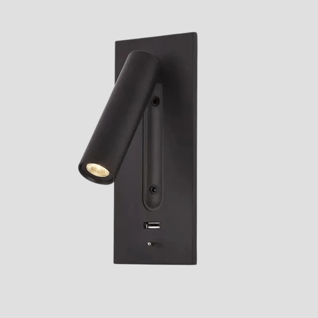 Justerbar USB-laddningsvägglampa med 350° rotation – Modern vägglampa för nattduksbord och hotellanvändning Carvallo