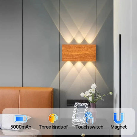 Trådlös LED-vägglampa med touchkontroll – Uppladdningsbar - Dimbar - Minimalistisk design - Tre färgtemperaturer - Inomhusbruk Carvallo
