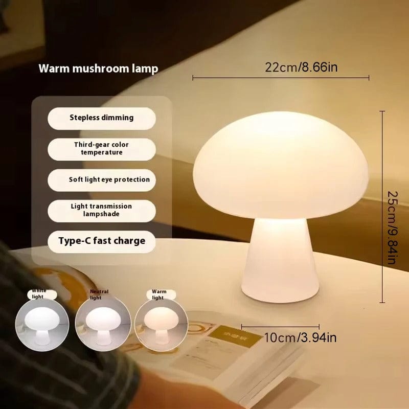 Dimbar Sladdlös Bordslampa - USB-Uppladdningsbar - Varm Vit Ljus - Modern Svamp Design - Kompakt Inomhusbelysning Carvallo
