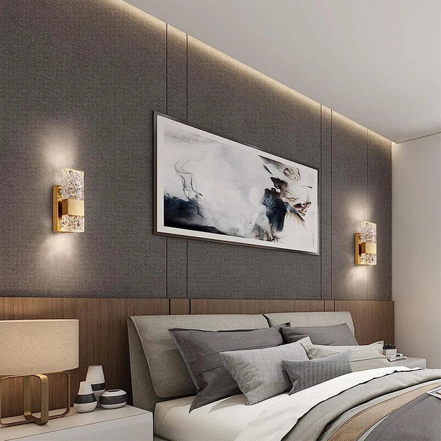 Dimbar LED Kristall Vägglampa med Fjärrkontroll, Justerbar 3000K-6000K för Badrum, Vardagsrum och Sovrum Sconces Carvallo