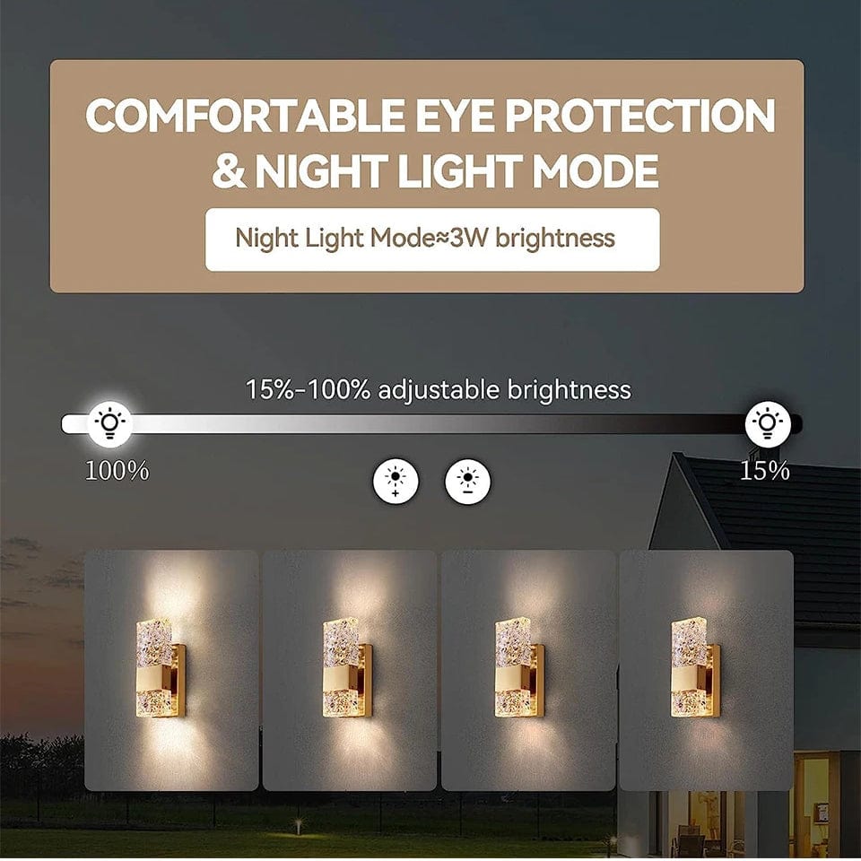 Dimbar LED Kristall Vägglampa med Fjärrkontroll, Justerbar 3000K-6000K för Badrum, Vardagsrum och Sovrum Sconces Carvallo