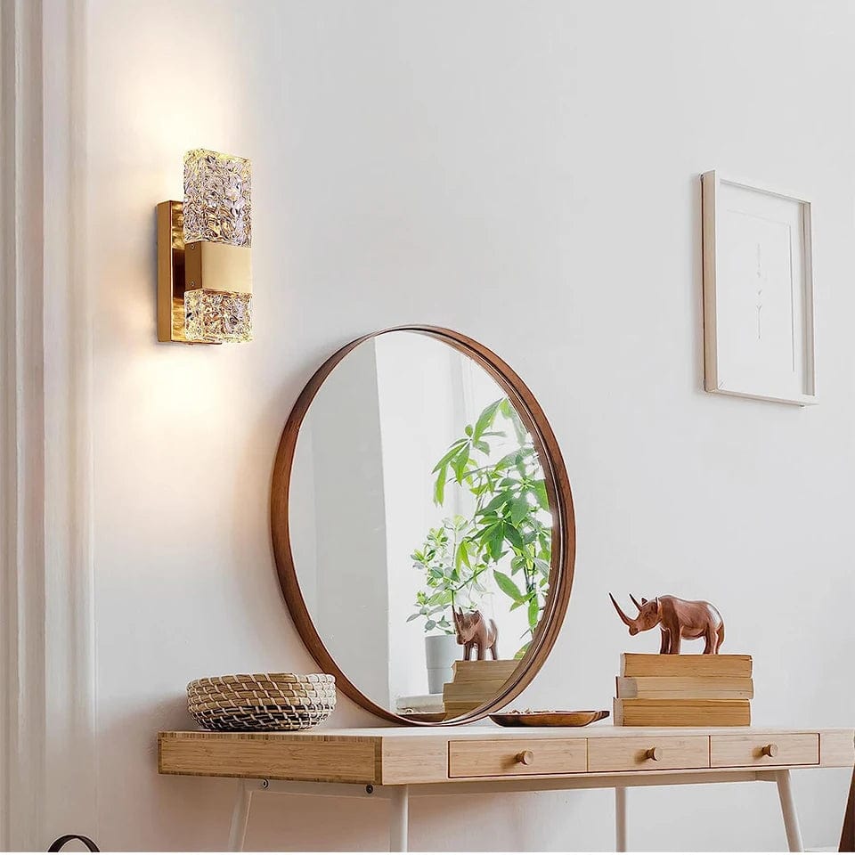 Dimbar LED Kristall Vägglampa med Fjärrkontroll, Justerbar 3000K-6000K för Badrum, Vardagsrum och Sovrum Sconces Carvallo