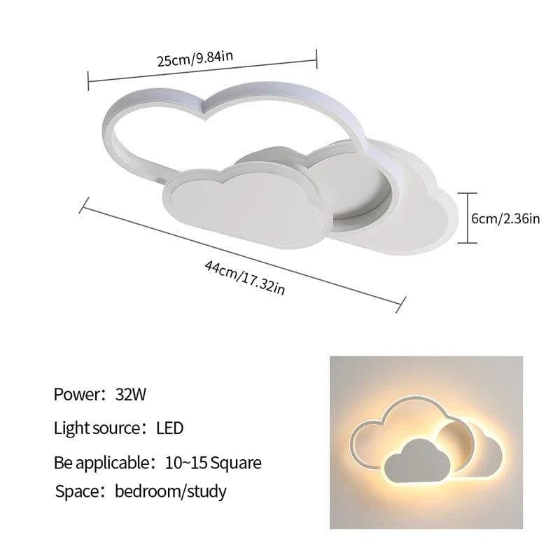 Dimmbar LED Taklampa – Moln Design – Justerbar Färgtemperatur - 32W - Fjärrkontroll - Ideal för Barnrum Carvallo