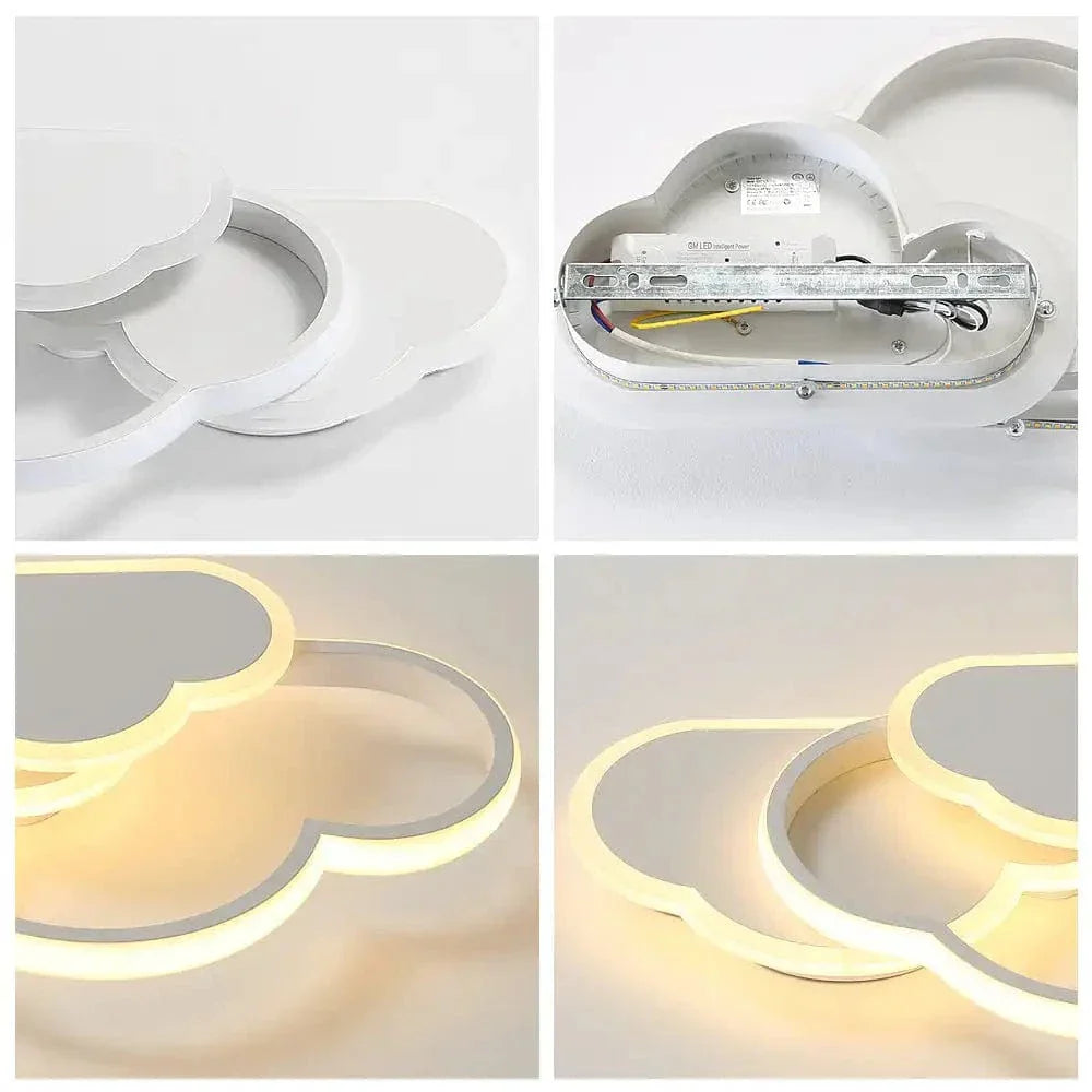Dimmbar LED Taklampa – Moln Design – Justerbar Färgtemperatur - 32W - Fjärrkontroll - Ideal för Barnrum Carvallo