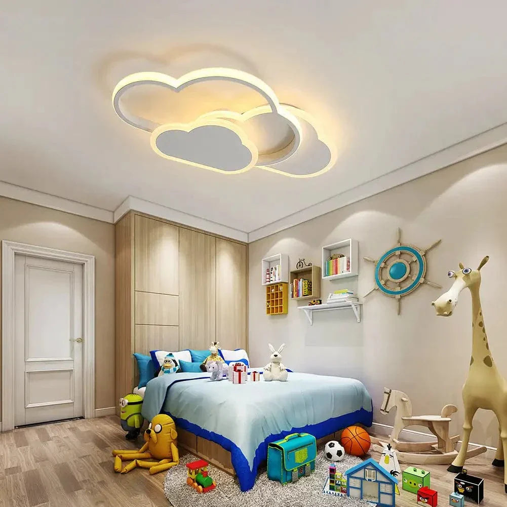 Dimmbar LED Taklampa – Moln Design – Justerbar Färgtemperatur - 32W - Fjärrkontroll - Ideal för Barnrum Carvallo