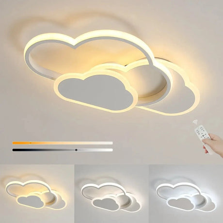 Dimmbar LED Taklampa – Moln Design – Justerbar Färgtemperatur - 32W - Fjärrkontroll - Ideal för Barnrum Carvallo