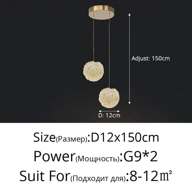 Elegant Kristallkrona Lampa för Sovrum och Bar – Modern Rund Boll Design med Justerbar Upphängningskabel Carvallo