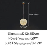 Elegant Kristallkrona Lampa för Sovrum och Bar – Modern Rund Boll Design med Justerbar Upphängningskabel Carvallo