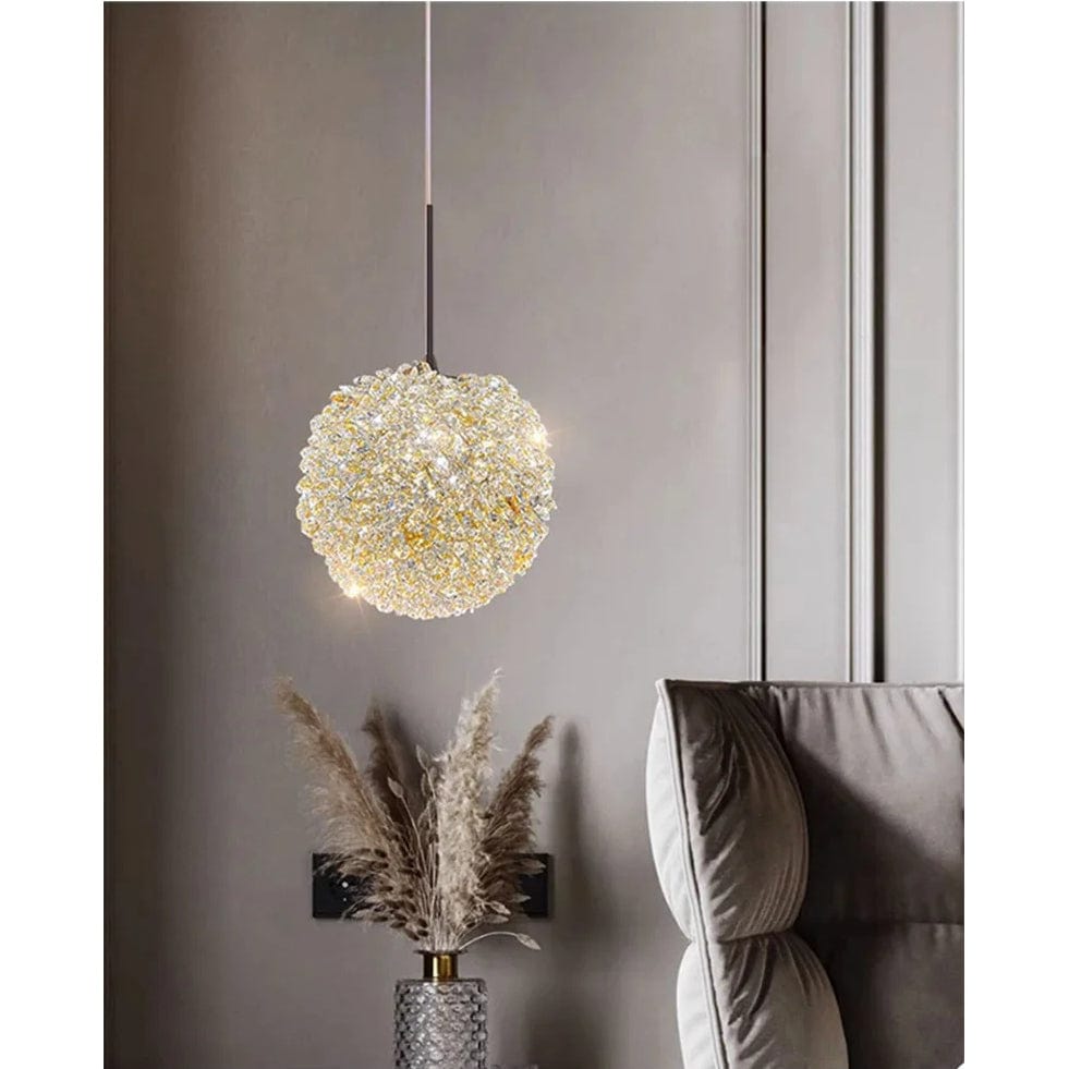 Elegant Kristallkrona Lampa för Sovrum och Bar – Modern Rund Boll Design med Justerbar Upphängningskabel Carvallo