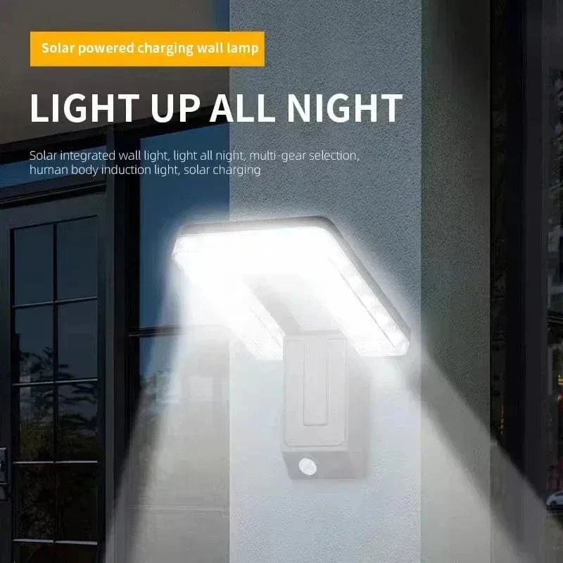 Fällbar Solvägglampa Med Rörelsesensor – Vattentålig - Justerbart 120° Huvud - Energisparande - 3 Belysningslägen - Utomhusbruk Carvallo