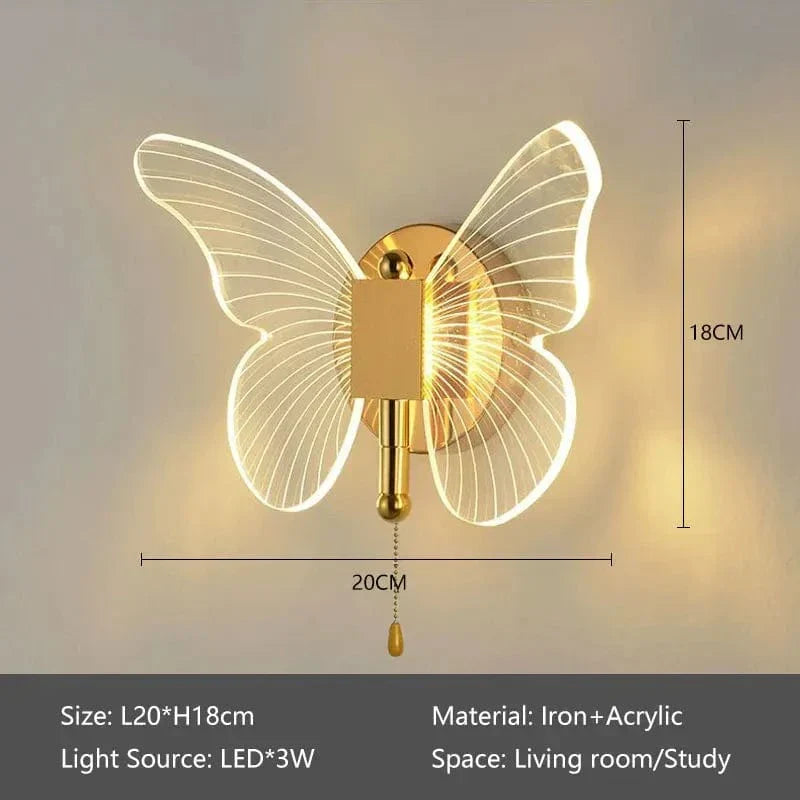 Gyllene LED Fjäril Hänglampa Carvallo