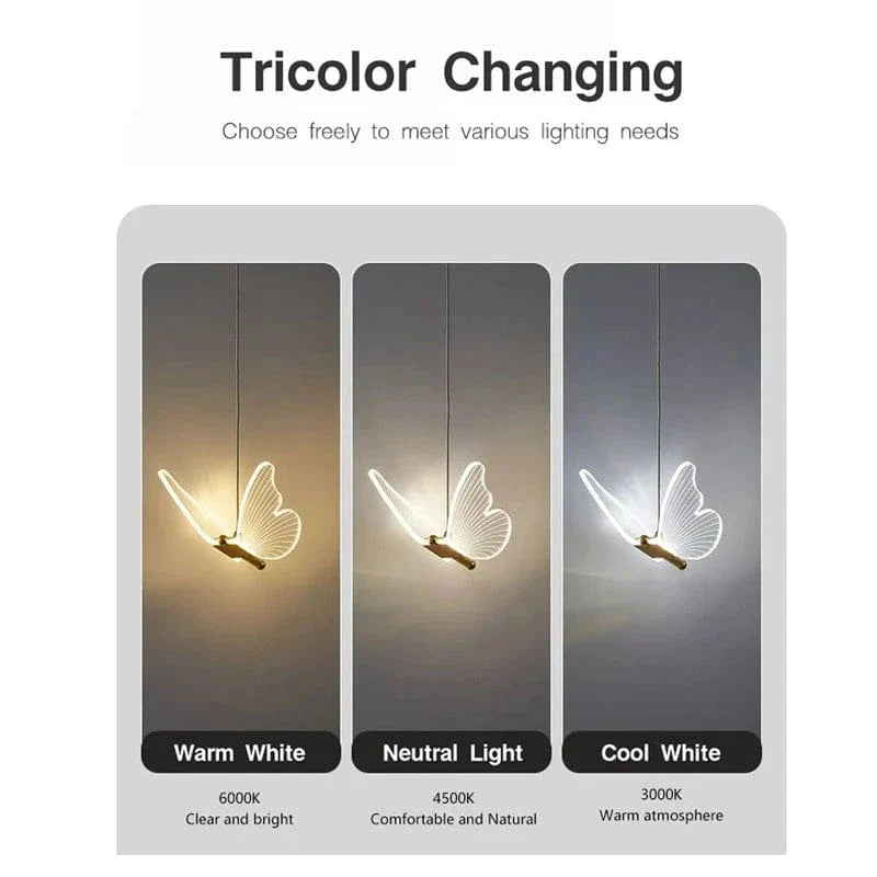 Gyllene LED Fjäril Hänglampa Carvallo