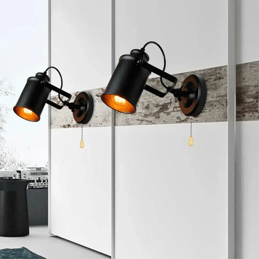 Industriell vintage vägglykta – Rustik järnvägglampa för sovrum, balkong och korridorinredning Carvallo