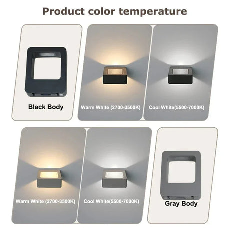 IP65 Vattentålig Utomhus Vägglampa – Modern Design - Upp- och Nedljusterande - Svart/Grå - Idealisk för Trädgårds- och Patio Belysning Carvallo