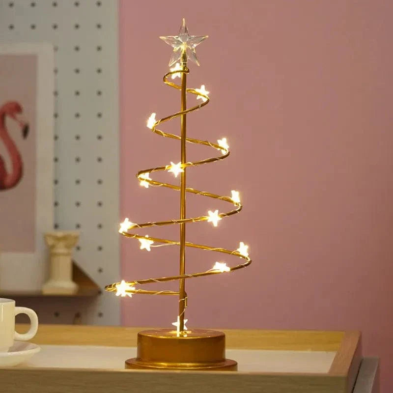 LED Skrivbordslampa - Batteridrift - Varmt Ljus - Julgransdesign - Akryl Kristall hängande - Festlig Heminredning Carvallo