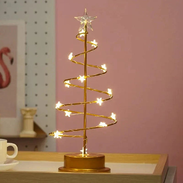 LED Skrivbordslampa - Batteridrift - Varmt Ljus - Julgransdesign - Akryl Kristall hängande - Festlig Heminredning Carvallo