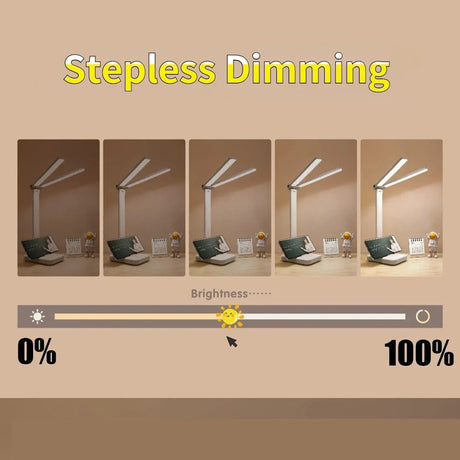 LED Skrivbordslampa - Trådlös - USB Uppladdningsbar - Dimbar - Fällbar Design - Ögonskydd - Finns i Flera Färger Carvallo