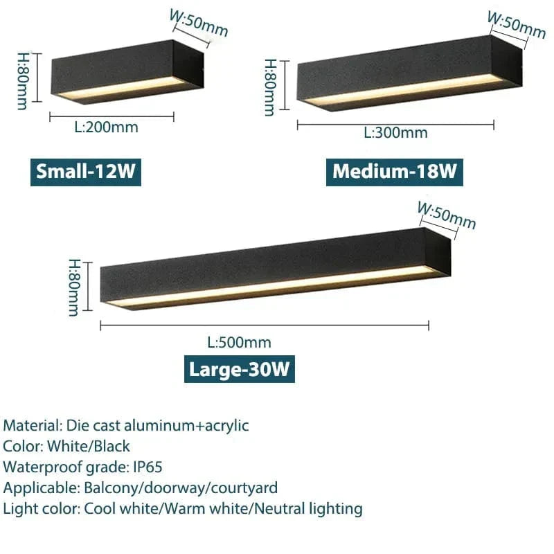 LED Utomhusvägglampor - Vattentäta Aluminiumvägglampetter för Veranda, Patio och Garage - Moderna Utomhusvägglyktor Carvallo
