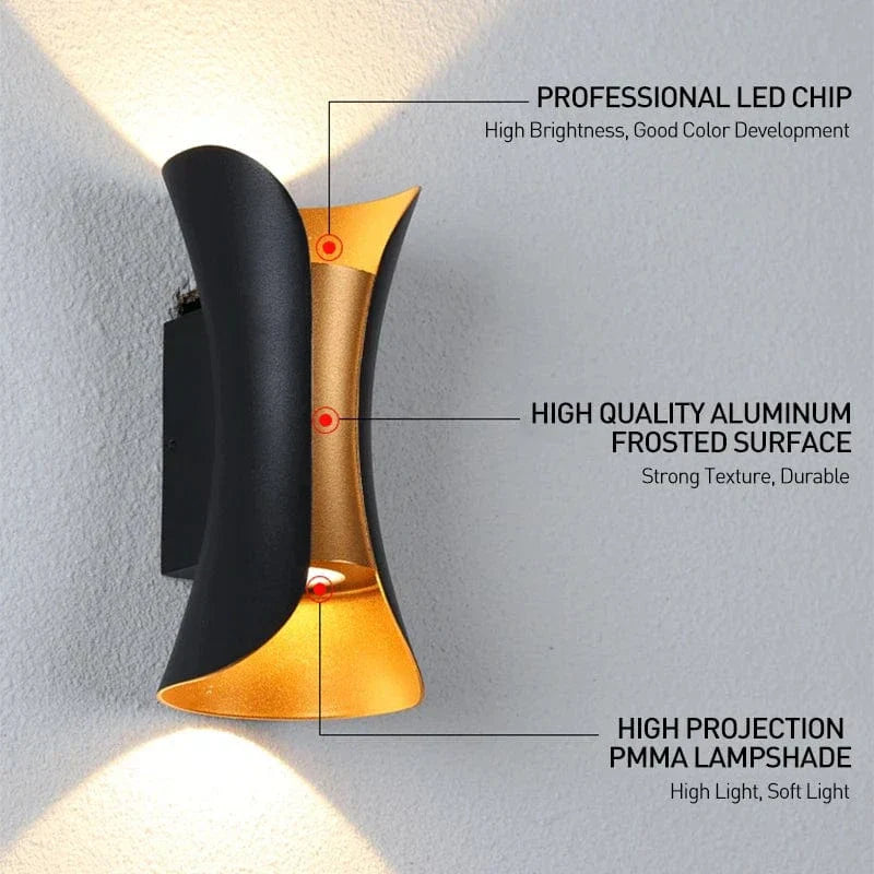 LED Vägglampa Med Modern Design – Vattentät - Aluminium - Inomhus/Utebruk Carvallo