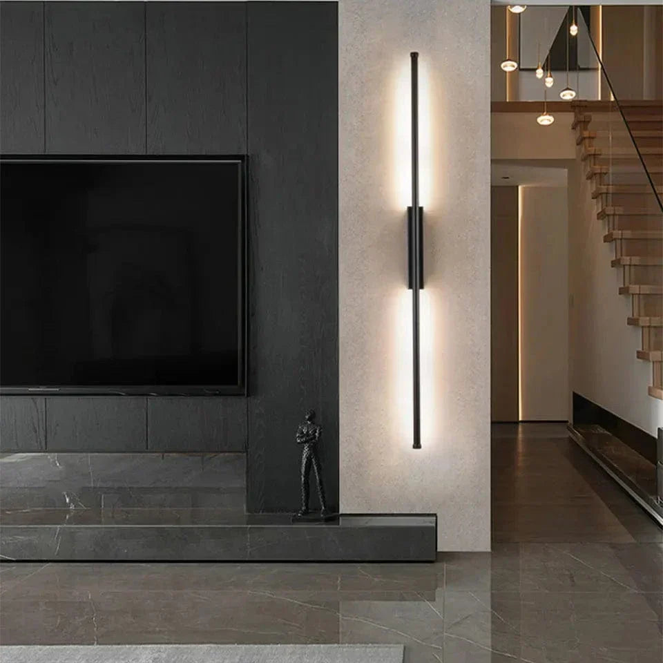 Minimalistisk LED Vägglampa – Modern Svart Järn Sconcelampa för Vardagsrum och Sovrum, Justerbara Höjdalternativ Carvallo