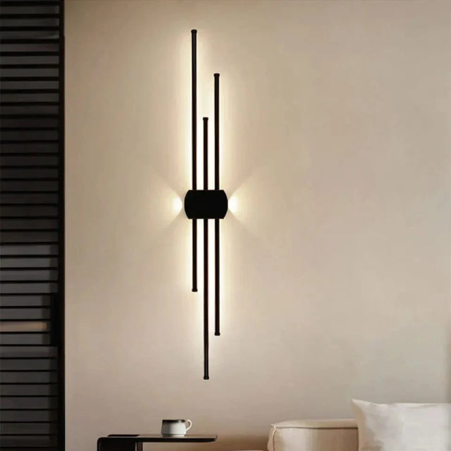 Minimalistisk LED Vägglampa – Modern Svart Järn Sconcelampa för Vardagsrum och Sovrum, Justerbara Höjdalternativ Carvallo