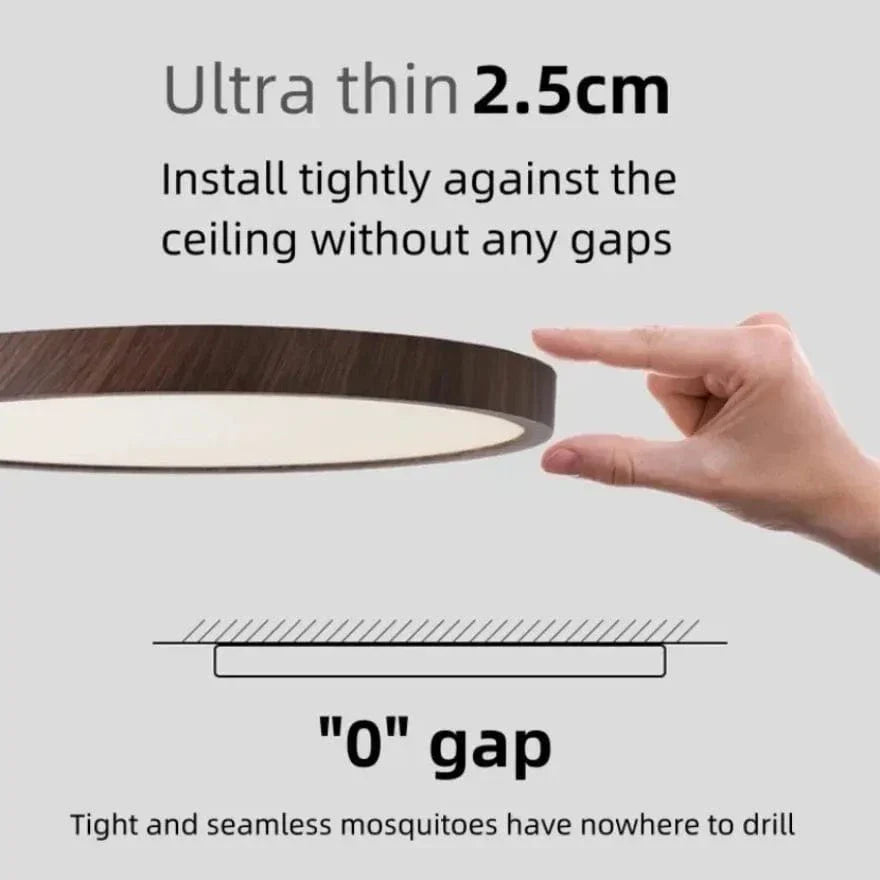Modern Cirkulär Ultrathin Trä LED Taklampa Carvallo