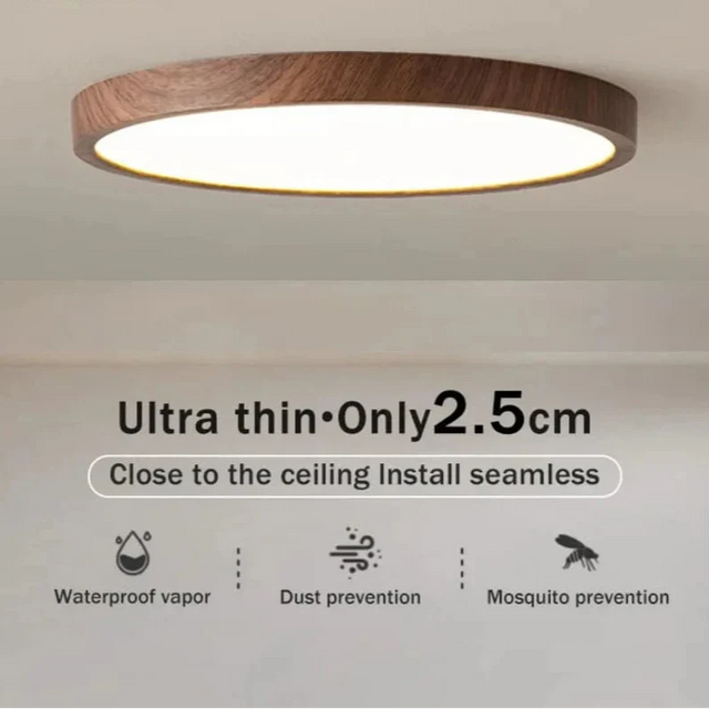 Modern Cirkulär Ultrathin Trä LED Taklampa Carvallo