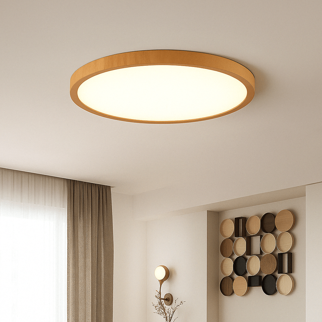 Modern Cirkulär Ultrathin Trä LED Taklampa Carvallo