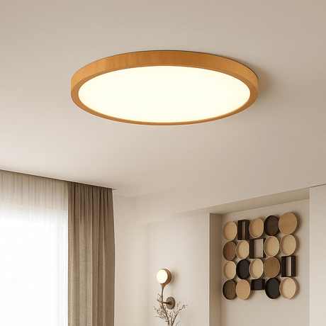 Modern Cirkulär Ultrathin Trä LED Taklampa Carvallo