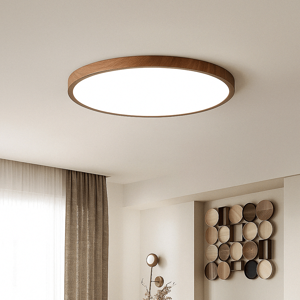 Modern Cirkulär Ultrathin Trä LED Taklampa Carvallo