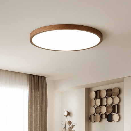 Modern Cirkulär Ultrathin Trä LED Taklampa Carvallo