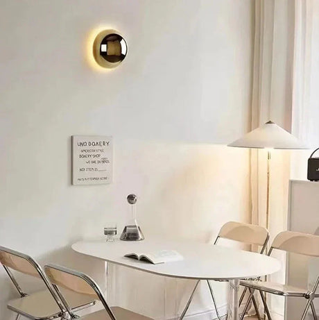 Modern Cirkulär Vägglampa - Hårdkopplad - Minimalistisk Design - Pläterad Silverfinish - Inomhusbruk - Idealiskt För Korridor Och Sängsidesbelysning Carvallo