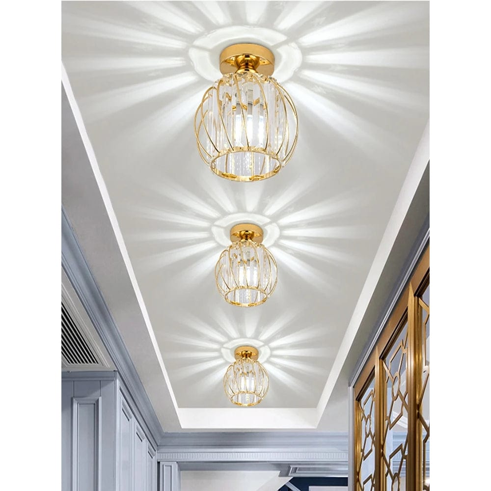 Modern Flush Mount Ceiling Light Fixture – K9 Crystal - LED Kompatibel - Elegant Design - Inomhusbruk - Polerad Krom Finish Carvallo