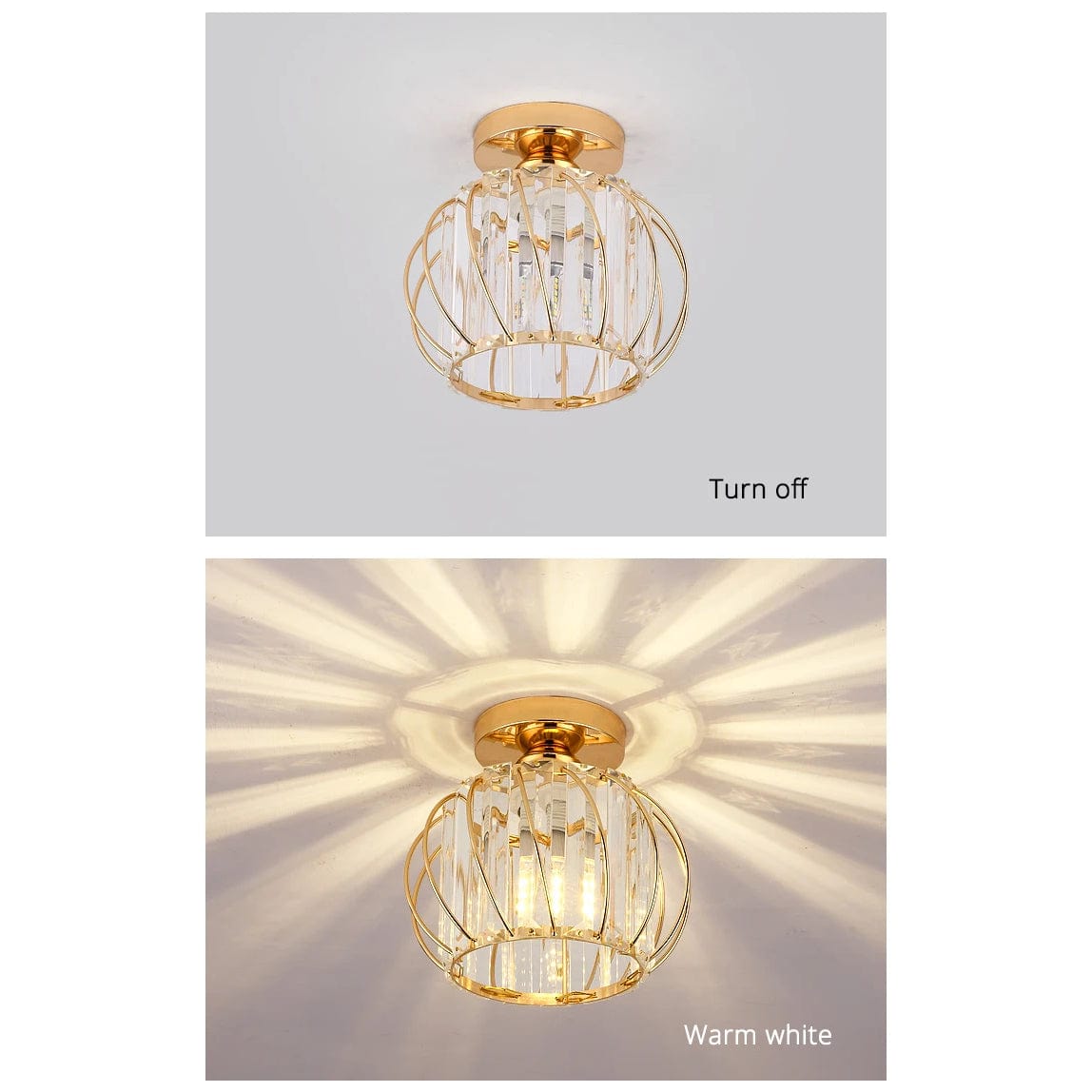 Modern Flush Mount Ceiling Light Fixture – K9 Crystal - LED Kompatibel - Elegant Design - Inomhusbruk - Polerad Krom Finish Carvallo
