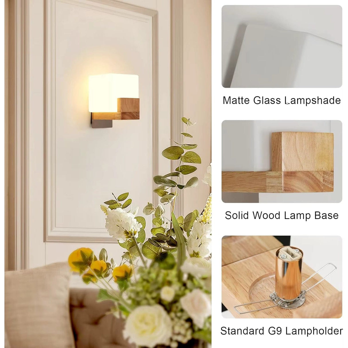 Modern G9 LED Vägglampa - Ytmonterad - Dimbar - Justerbar Färgtemperatur - Trä- och Gläserdesign - Inomhusbruk Carvallo