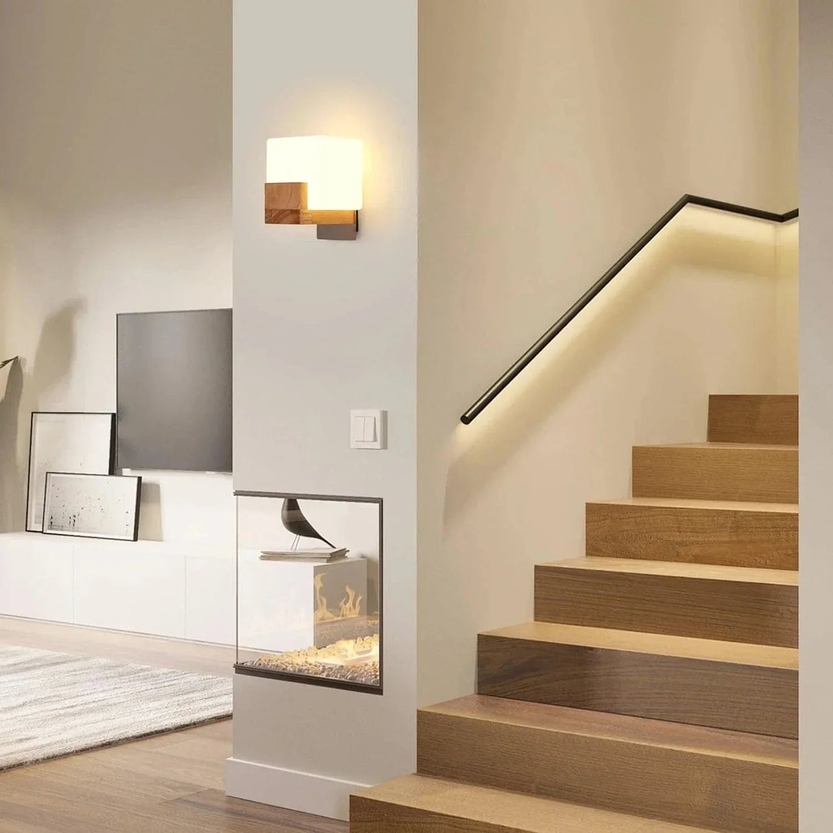 Modern G9 LED Vägglampa - Ytmonterad - Dimbar - Justerbar Färgtemperatur - Trä- och Gläserdesign - Inomhusbruk Carvallo