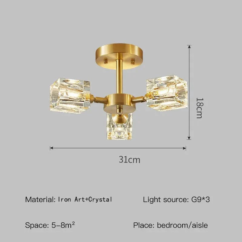 Modern guld kristallkrona – G9-baserad semi flush mount taklampa för vardagsrum, matsal, kök Carvallo